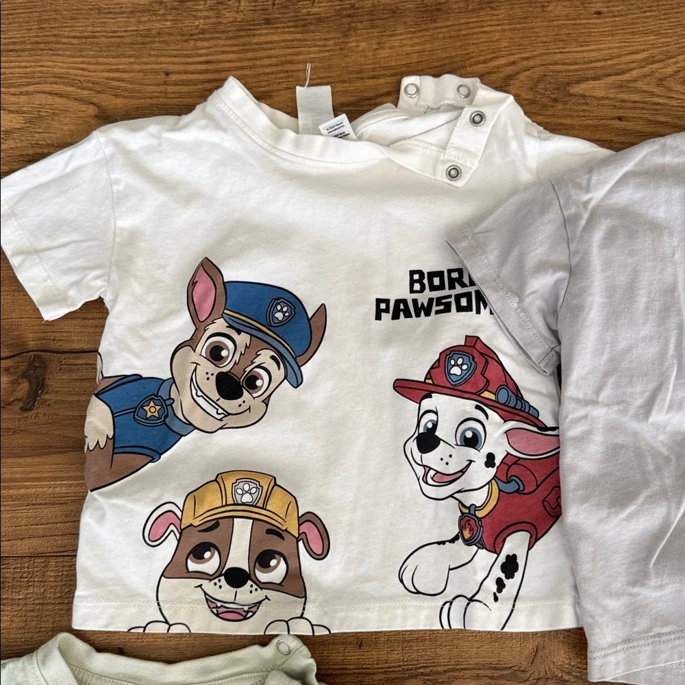 Bundle of 18 month shirt and pants sets, H&M and Carter’s, Paw Patrol / Soccer